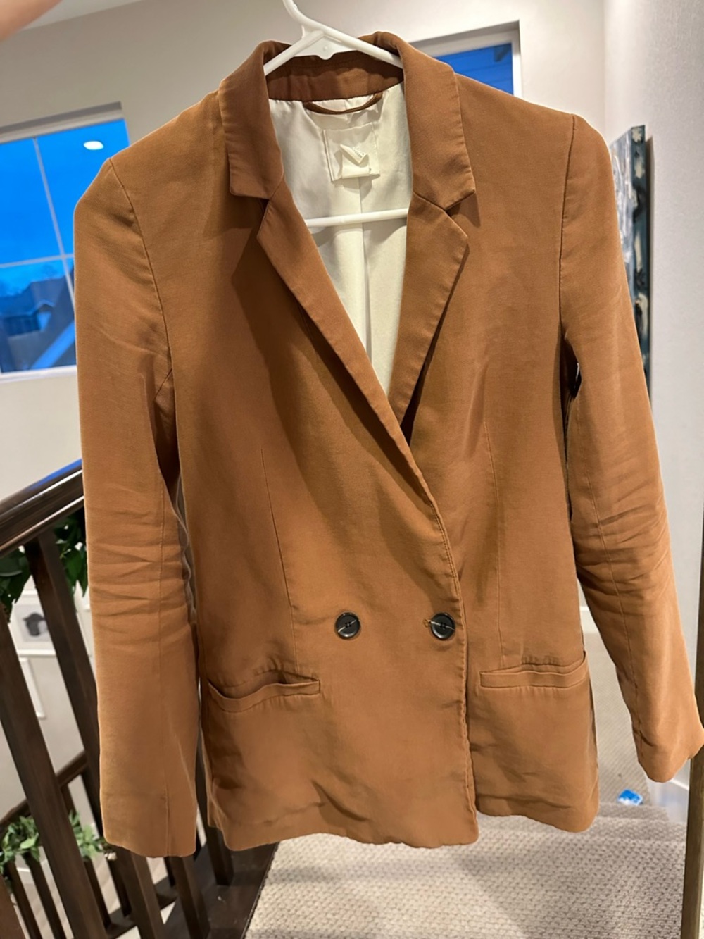 Casual Double-Breasted Brown Blazer Jacket